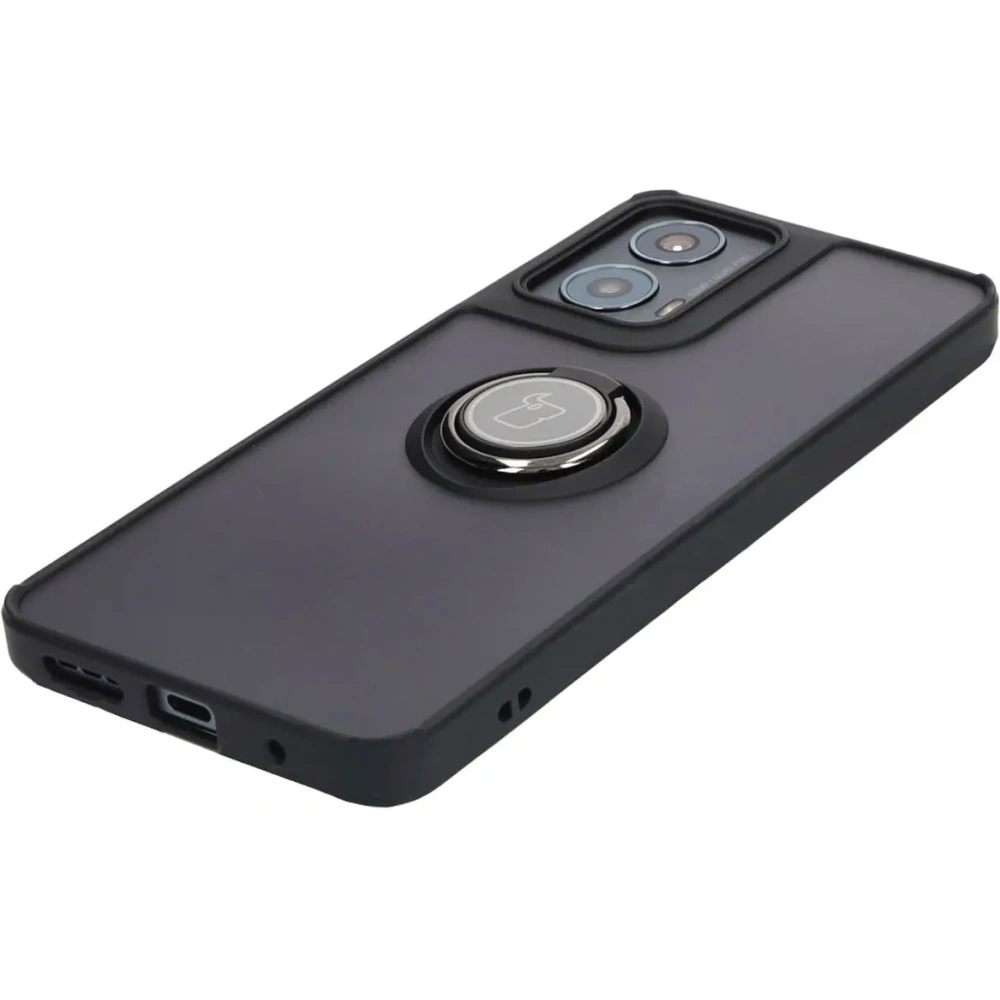 Hurtownia GSM - Bizon Case Hybrid Ring Motorola Moto G04 / G24 / G24 Power fumuriu cu un cadru negru - BIZ4910 - {ean13} - Hurt
