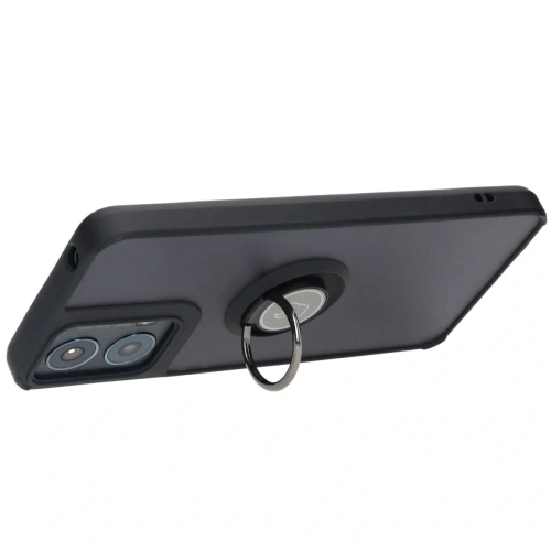 Etui z uchwytem na palec Bizon Case Hybrid Ring do Motorola Moto G04 / G24 / G24 Power przydymione z czarną ramką