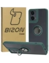Bizon Case Hybrid Gyűrű Motorola Moto G04 / G24 / G24 Power füstös sötétzöld kerettel