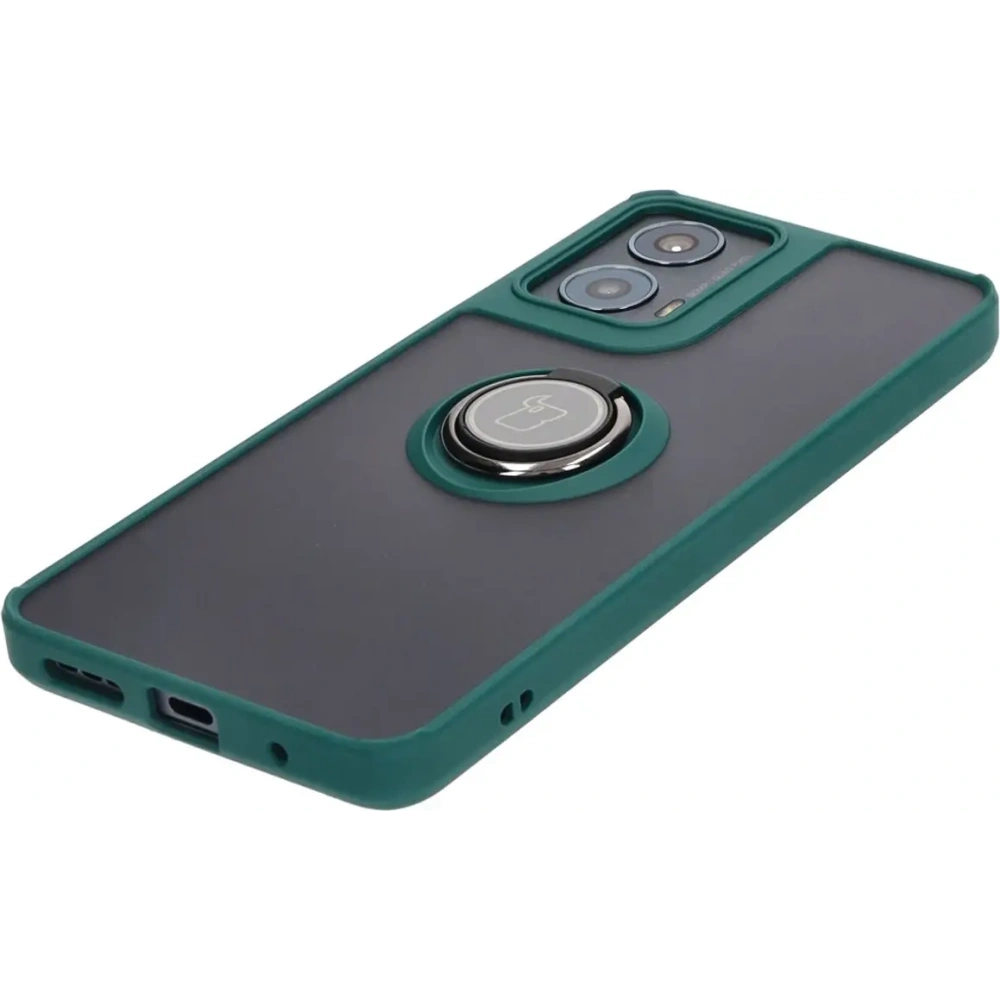 Hurtownia GSM - Bizon Case Hybrid Ring Motorola Moto G04 / G24 / G24 Power fumuriu cu un cadru verde închis - BIZ5485 - {ean13} - Hurt