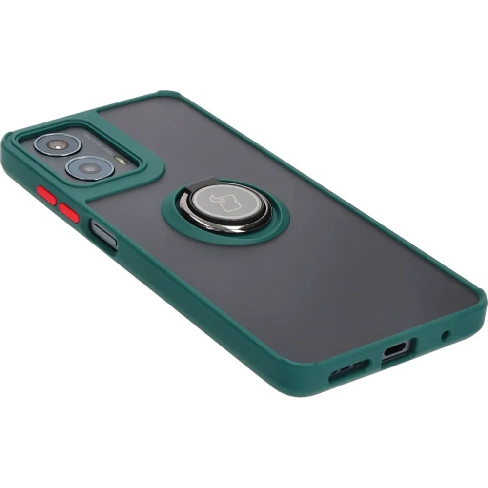 Wholesale Bizon Case Hybrid Ring Motorola Moto G04 / G24 / G24 Power smoky with a dark green frame - BIZ5485 - {ean13} - Hurt