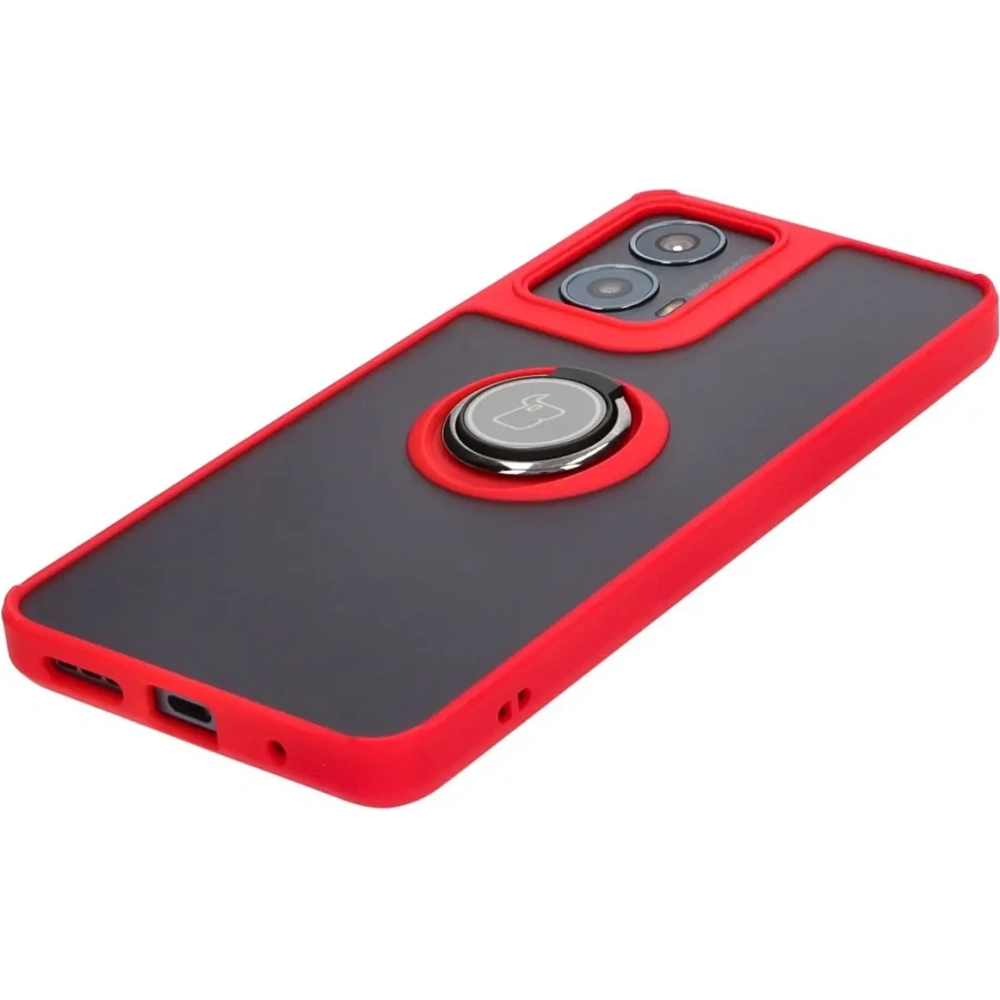 Hurtownia GSM - Bizon Case Hybrid Ring Motorola Moto G04 / G24 / G24 Power füstös piros kerettel - BIZ5489 - {ean13} - Hurt