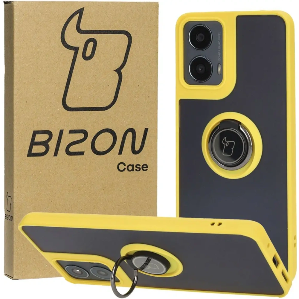 Hurtownia GSM - Bizon Case Hybrid Ring Motorola Moto G04 / G24 / G24 Power füstös színű, sárga kerettel - BIZ5492 - {ean13} - Hurt
