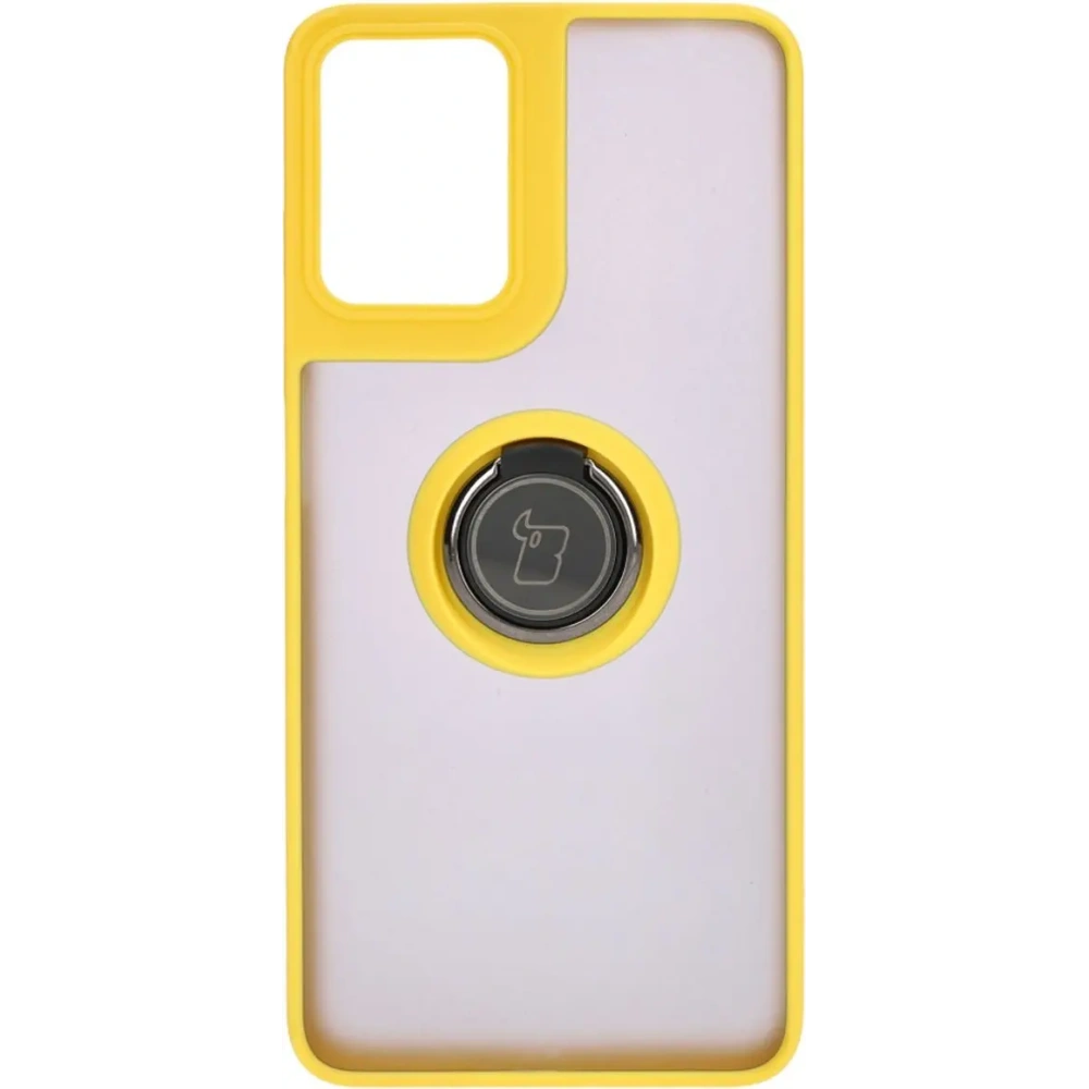 Hurtownia GSM - Etui z uchwytem na palec Bizon Case Hybrid Ring do Motorola Moto G04 / G24 / G24 Power przydymione z żółtą ramką - BIZ5492 - {ean13} - Hurt