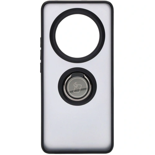 Etui z uchwytem na palec Bizon Case Hybrid Ring do Realme 12 Pro / 12 Pro+ przydymione z czarną ramką