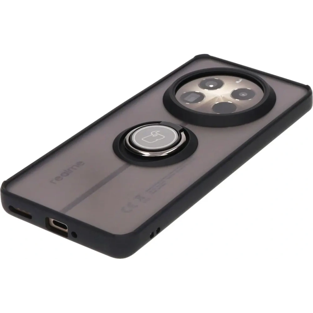 Hurtownia GSM - Etui s úchopem na prst Bizon Case Hybrid Ring pro Realme 12 Pro / 12 Pro+ kouřové s černým rámem - BIZ4925 - {ean13} - Hurt