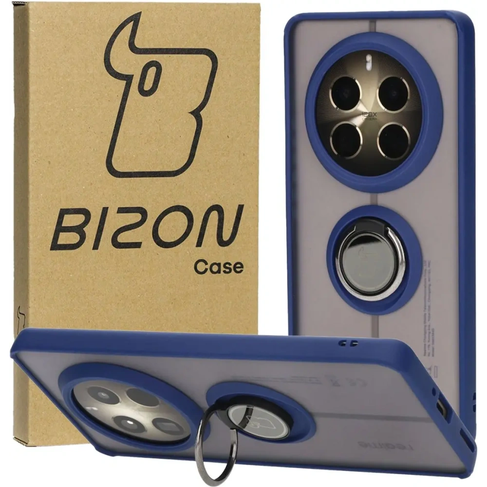 Wholesale Bizon Case Hybrid Ring Realme 12 Pro / 12 Pro+ smoky with a navy blue frame - BIZ5499 - {ean13} - Hurt