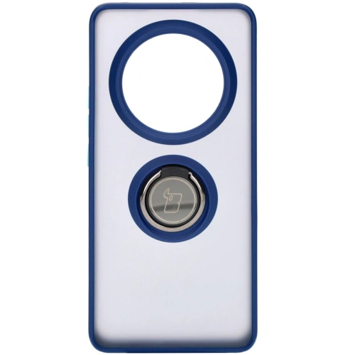Etui z uchwytem na palec Bizon Case Hybrid Ring do Realme 12 Pro / 12 Pro+ przydymione z granatową ramką