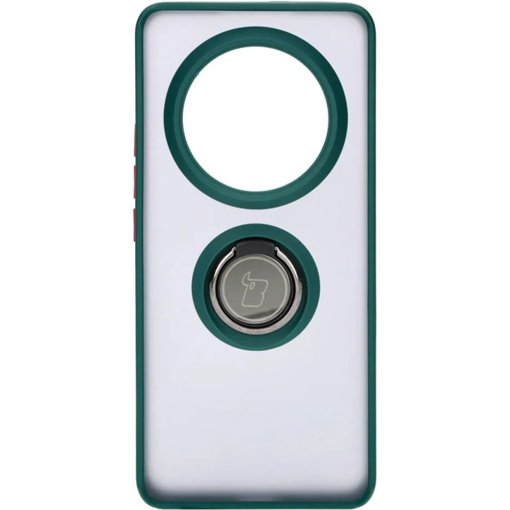 Hurtownia GSM - Etui s úchopem na prst Bizon Case Hybrid Ring pro Realme 12 Pro / 12 Pro+ kouřové s tmavě zeleným rámem - BIZ5500 - {ean13} - Hurt