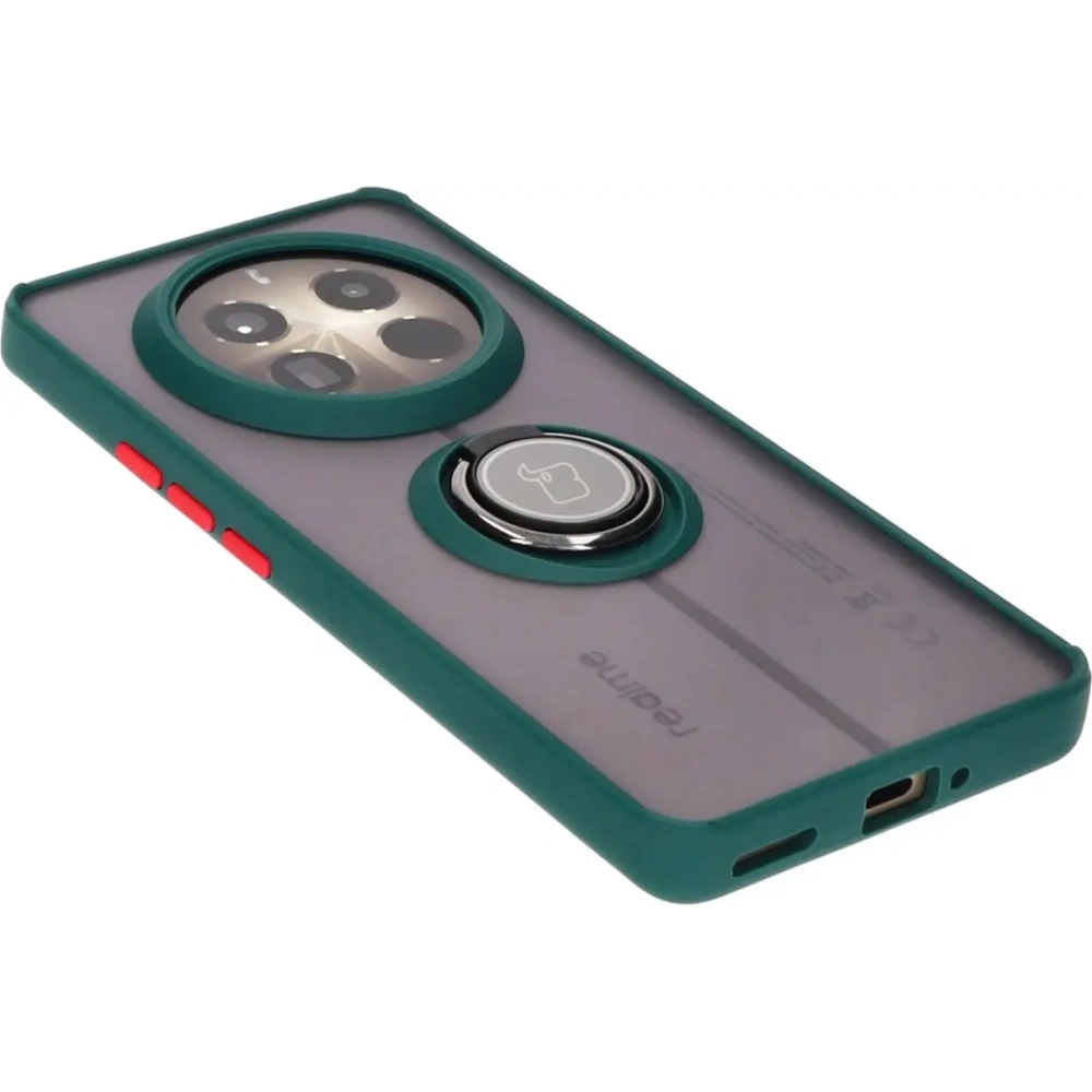 Hurtownia GSM - Etui s úchopem na prst Bizon Case Hybrid Ring pro Realme 12 Pro / 12 Pro+ kouřové s tmavě zeleným rámem - BIZ5500 - {ean13} - Hurt
