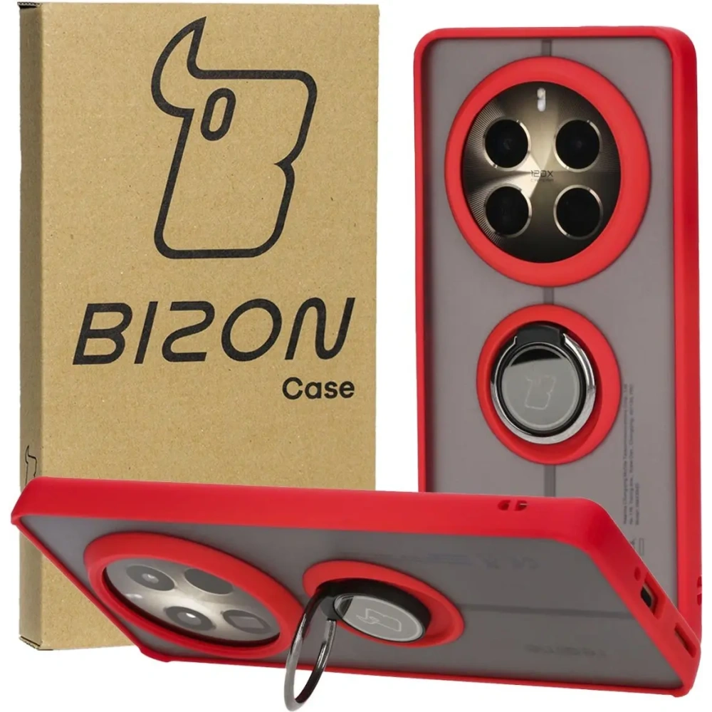 Hurtownia GSM - Etui s úchopem na prst Bizon Case Hybrid Ring pro Realme 12 Pro / 12 Pro+ kouřové s červeným rámečkem - BIZ4930 - {ean13} - Hurt