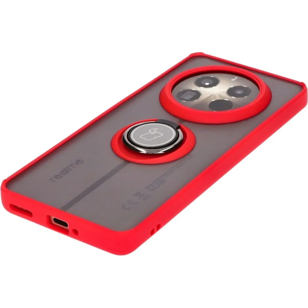 Hurtownia GSM - Etui s úchopem na prst Bizon Case Hybrid Ring pro Realme 12 Pro / 12 Pro+ kouřové s červeným rámečkem - BIZ4930 - {ean13} - Hurt