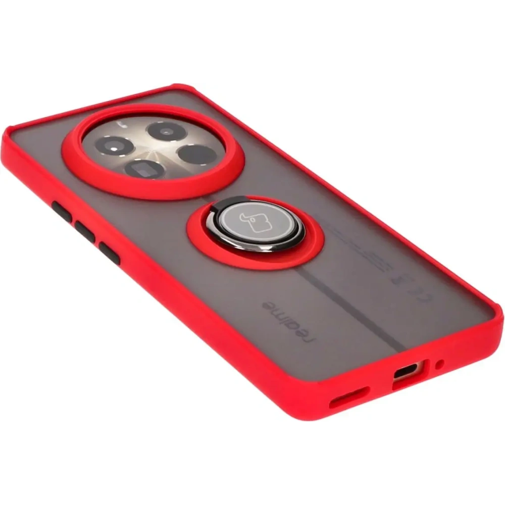 Hurtownia GSM - Etui s úchopem na prst Bizon Case Hybrid Ring pro Realme 12 Pro / 12 Pro+ kouřové s červeným rámečkem - BIZ4930 - {ean13} - Hurt