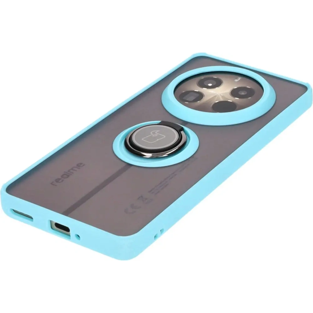 Hurtownia GSM - Etui z uchwytem na palec Bizon Case Hybrid Ring do Realme 12 Pro / 12 Pro+ przydymione z jasnoniebieską ramką - BIZ4931 - {ean13} - Hurt