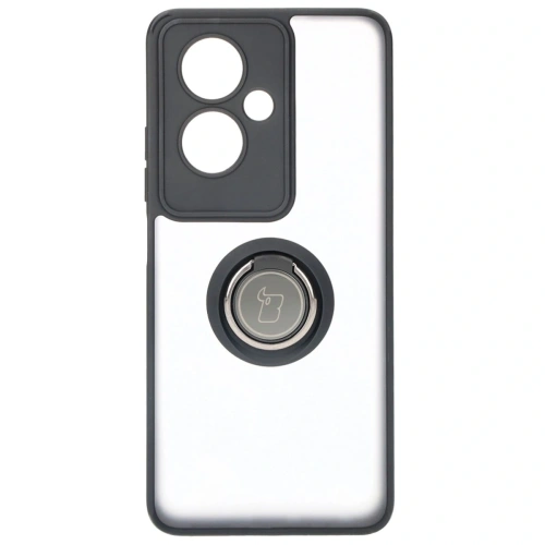 Etui z uchwytem na palec Bizon Case Hybrid Ring do Oppo A79 5G przydymione z czarną ramką