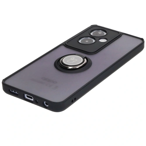 Etui z uchwytem na palec Bizon Case Hybrid Ring do Oppo A79 5G przydymione z czarną ramką