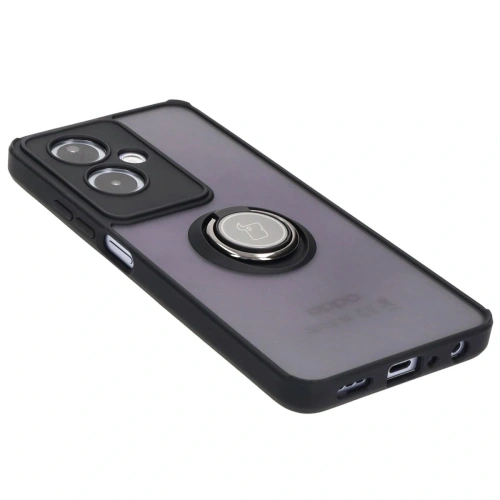 Etui z uchwytem na palec Bizon Case Hybrid Ring do Oppo A79 5G przydymione z czarną ramką