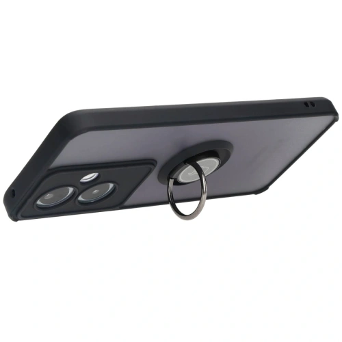 Etui z uchwytem na palec Bizon Case Hybrid Ring do Oppo A79 5G przydymione z czarną ramką