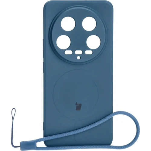 Etui Bizon Case Silicone Magnetic Sq do Xiaomi 14 Ultra granatowe