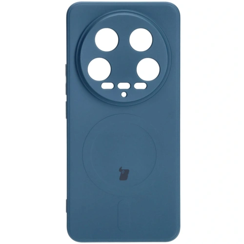 Etui Bizon Case Silicone Magnetic Sq do Xiaomi 14 Ultra granatowe