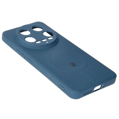 Etui Bizon Case Silicone Magnetic Sq do Xiaomi 14 Ultra granatowe