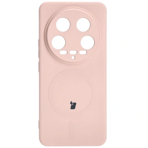 Etui Bizon Case Silicone Magnetic Sq do Xiaomi 14 Ultra jasnoróżowe