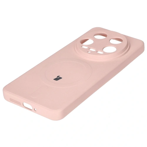 Etui Bizon Case Silicone Magnetic Sq do Xiaomi 14 Ultra jasnoróżowe
