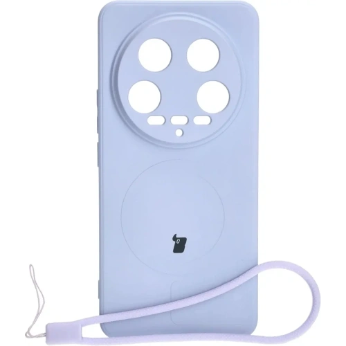 Etui Bizon Case Silicone Magnetic Sq do Xiaomi 14 Ultra jasnofioletowe