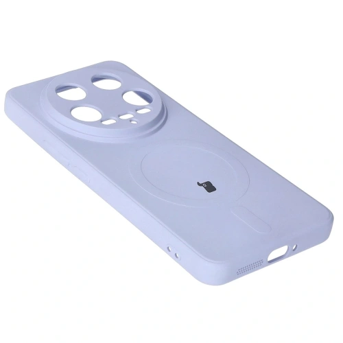 Etui Bizon Case Silicone Magnetic Sq do Xiaomi 14 Ultra jasnofioletowe