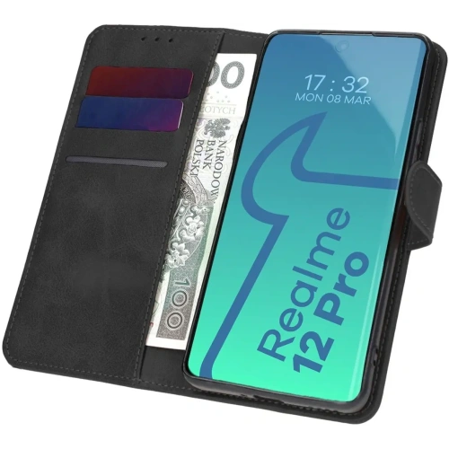 Etui z klapką Bizon Case Pocket do Realme 12 Pro / 12 Pro+ czarne