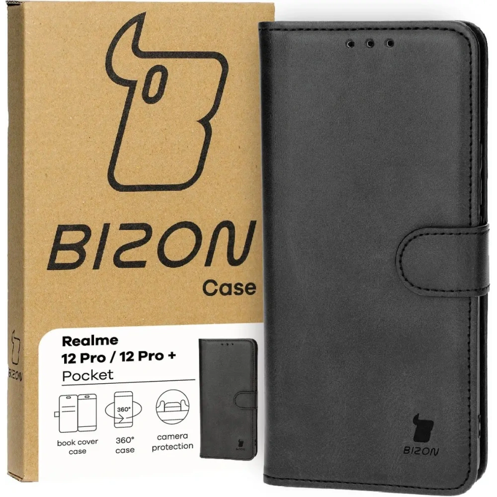 Hurtownia GSM - Bizon tok zsebes Realme 12 Pro / 12 Pro+ fekete - BIZ5510 - {ean13} - Hurt