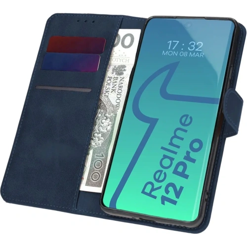Etui z klapką Bizon Case Pocket do Realme 12 Pro / 12 Pro+ granatowe