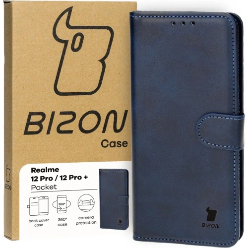 Etui z klapką Bizon Case Pocket do Realme 12 Pro / 12 Pro+ granatowe