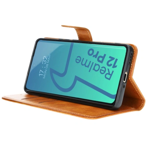 Etui z klapką Bizon Case Pocket do Realme 12 Pro / 12 Pro+ brązowe