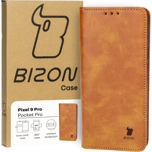 Etui z klapką Bizon Case Pocket Pro do Google Pixel 9 Pro XL brązowe