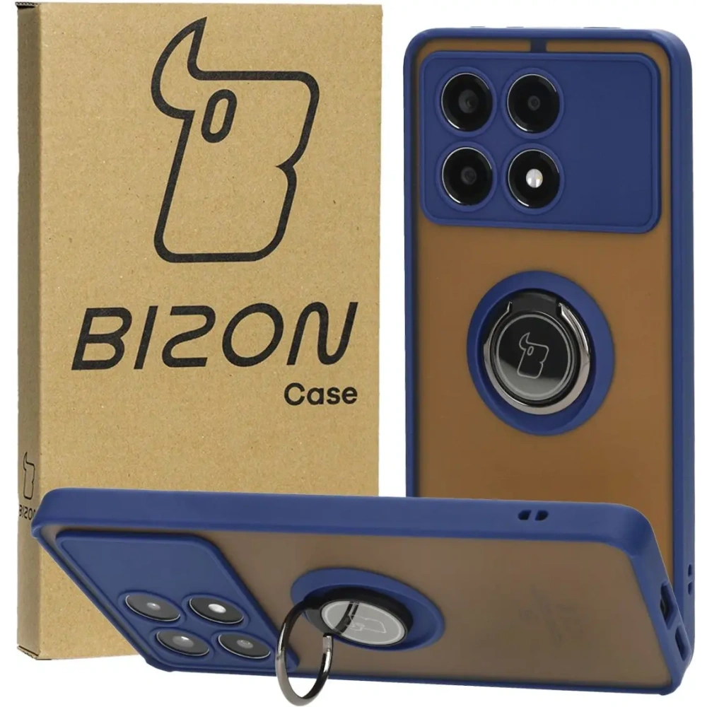 Wholesale Bizon Case Hybrid Ring Xiaomi Poco X6 Pro smoky with a navy blue frame - BIZ4946 - {ean13} - Hurt