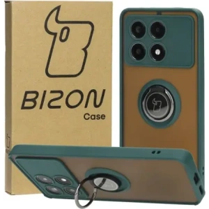 Wholesale Bizon Case Hybrid Ring Xiaomi Poco X6 Pro smoky with a dark green frame - BIZ4947 - {ean13} - Hurt
