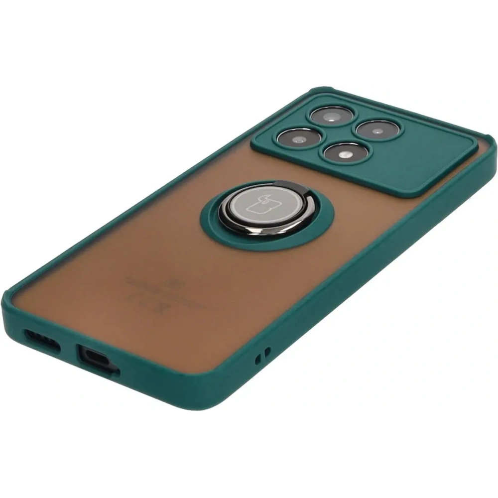 Wholesale Bizon Case Hybrid Ring Xiaomi Poco X6 Pro smoky with a dark green frame - BIZ4947 - {ean13} - Hurt