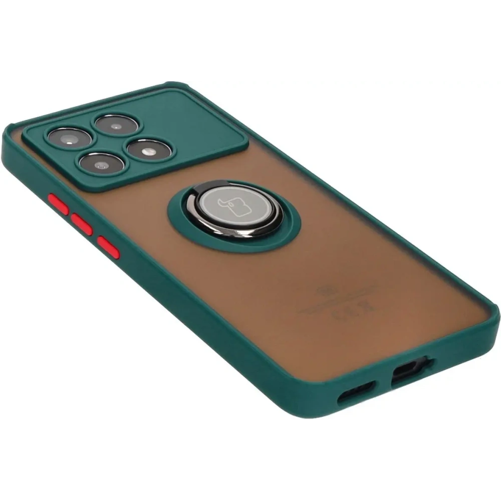 Wholesale Bizon Case Hybrid Ring Xiaomi Poco X6 Pro smoky with a dark green frame - BIZ4947 - {ean13} - Hurt
