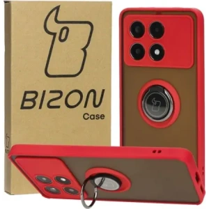 Hurtownia GSM - Bizon Case Hybrid Ring Xiaomi Poco X6 Pro rauchig mit einem roten Rahmen - BIZ5519 - {ean13} - Hurt