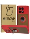 Bizon Case Hybrid Ring Xiaomi Poco X6 Pro rauchig mit einem roten Rahmen