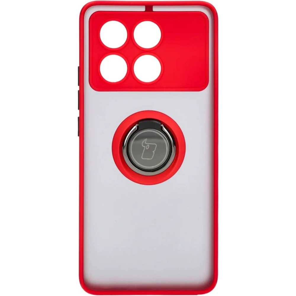 Wholesale Bizon Case Hybrid Ring Xiaomi Poco X6 Pro smoky with a red frame - BIZ5519 - {ean13} - Hurt