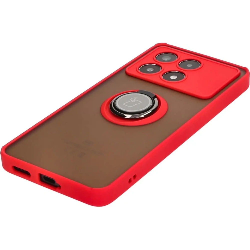 Wholesale Bizon Case Hybrid Ring Xiaomi Poco X6 Pro smoky with a red frame - BIZ5519 - {ean13} - Hurt