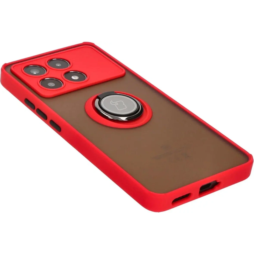 Wholesale Bizon Case Hybrid Ring Xiaomi Poco X6 Pro smoky with a red frame - BIZ5519 - {ean13} - Hurt