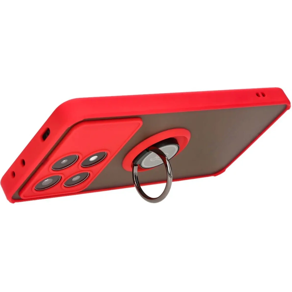 Wholesale Bizon Case Hybrid Ring Xiaomi Poco X6 Pro smoky with a red frame - BIZ5519 - {ean13} - Hurt
