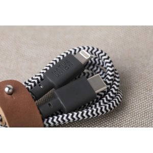 Hurtownia GSM - Kabel Native Union Belt Cable USB-C do Lightning ze skórzanym zapięciem 1,2m (zebra) - NTU023ZEB - {ean13} - Hurt