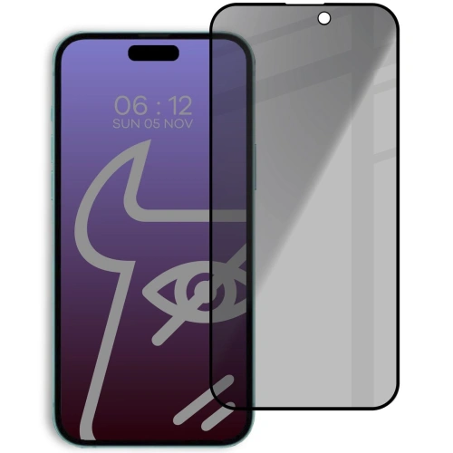 Prywatyzujące szkło hartowane Bizon Glass Edge Shadow do Apple iPhone 15 Pro Max przyciemniane z czarną ramką