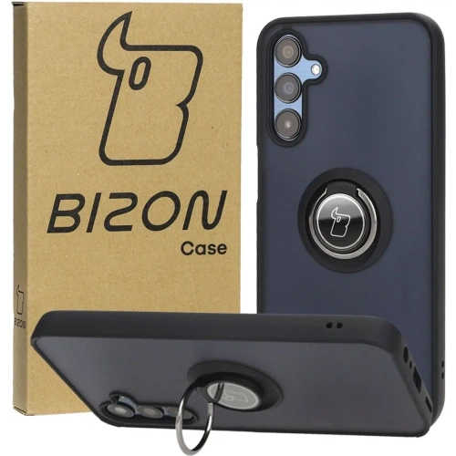 Etui z uchwytem na palec Bizon Case Hybrid Ring do Samsung Galaxy M15 5G przydymione z czarną ramką