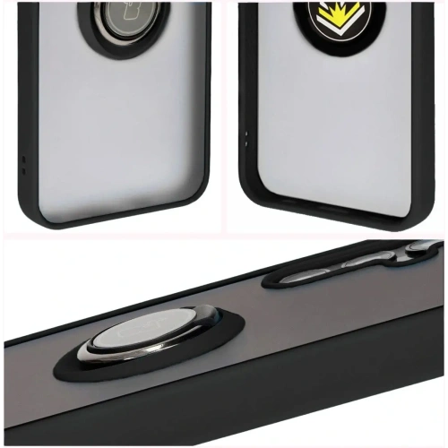 Etui z uchwytem na palec Bizon Case Hybrid Ring do Samsung Galaxy M15 5G przydymione z czarną ramką