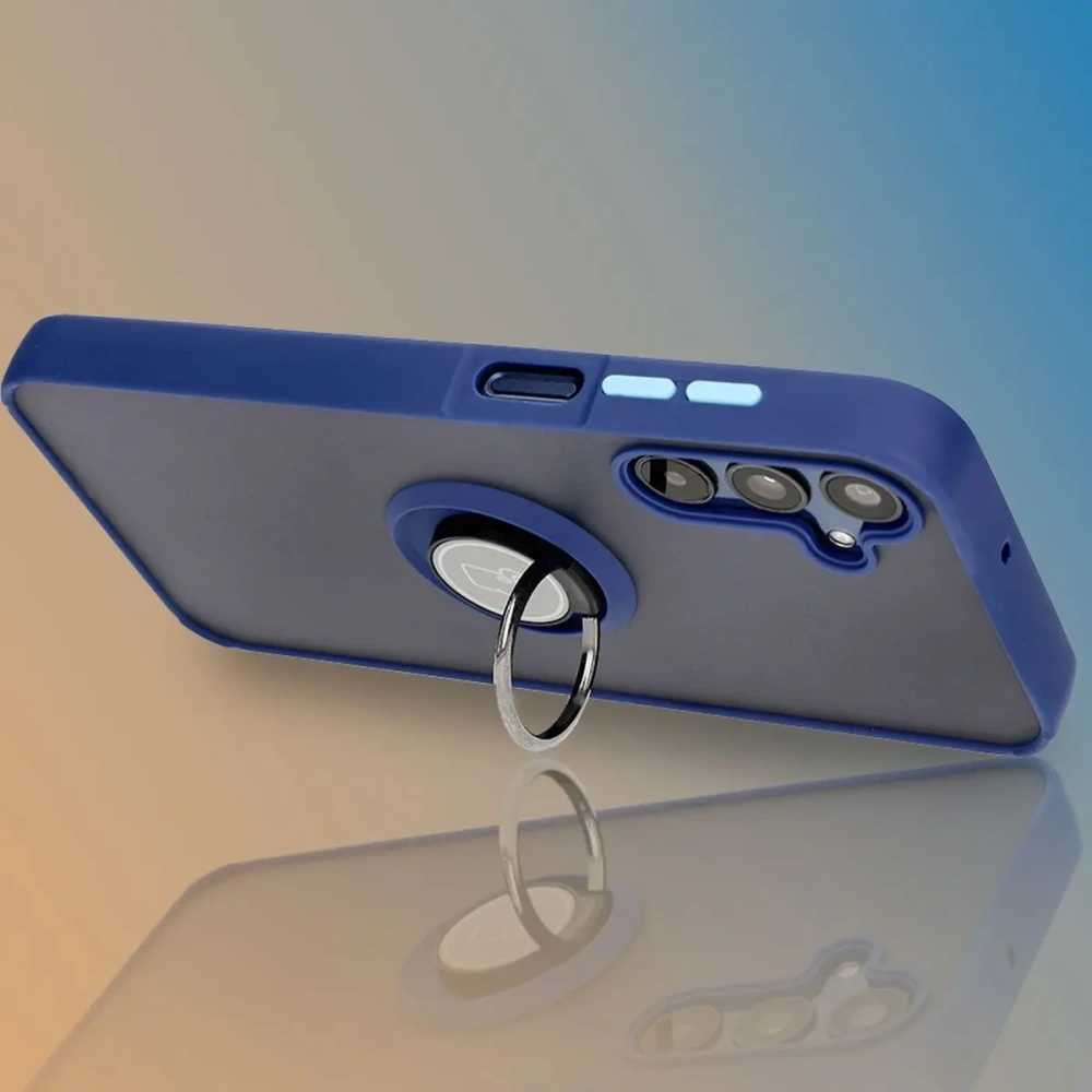 Hurtownia GSM - Etui s úchopem na prst Bizon Case Hybrid Ring pro Samsung Galaxy M15 5G kouřové s modrým rámečkem - BIZ5577 - {ean13} - Hurt